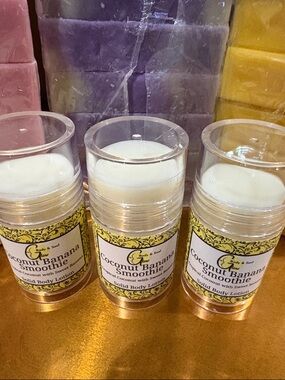 Coconut Banana Smoothie Solid Body Lotion - PUSH UP STICK ORGANIC 1$/$12 or2/$20